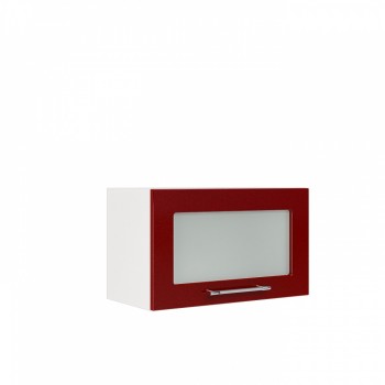 Бруклин ШВГС 600 Шкаф верхний горизонтальный со стеклом (Бетон белый/корпус Белый) в Довольном - dovolnoe.mebel54.com | фото