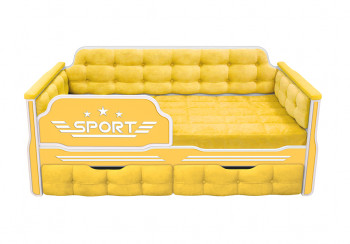 Кровать 160 серии Спорт 2 ящика 74 Жёлтый (мягкие боковые накладки) в Довольном - dovolnoe.mebel54.com | фото