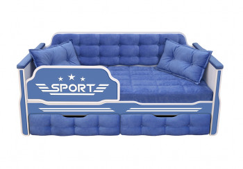 Кровать 170 серии Спорт 2 ящика 85 Синий (подушки) в Довольном - dovolnoe.mebel54.com | фото