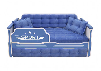 Кровать 190 серии Спорт 1 ящик 85 Синий (подушки) в Довольном - dovolnoe.mebel54.com | фото