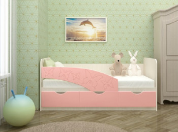 Кровать Бабочки 2,0м (Розовый металлик) в Довольном - dovolnoe.mebel54.com | фото