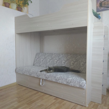 Кровать двухъярусная с диваном (Беленый дуб) в Довольном - dovolnoe.mebel54.com | фото