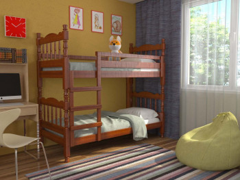 Кровать двухъярусная Соня из массива сосны 800*1890 Орех в Довольном - dovolnoe.mebel54.com | фото