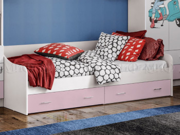 Кровать Fashion-1 Вега 0,9 м (Белый/Розовый) в Довольном - dovolnoe.mebel54.com | фото