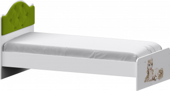 Кровать Каспер с мягкой спинкой и фотопечатью (800х1900)Белый/Лайм в Довольном - dovolnoe.mebel54.com | фото