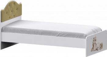 Кровать Каспер с мягкой спинкой и фотопечатью (900х1900)  Белый/Ваниль в Довольном - dovolnoe.mebel54.com | фото
