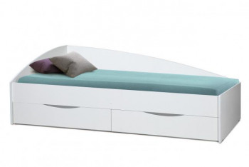 Кровать одинарная "Фея - 3" (асимметричная) (2000х900) New/(белый / белый / ДВПО белый) в Довольном - dovolnoe.mebel54.com | фото