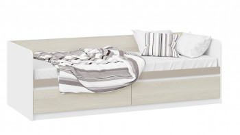 Кровать «Сканди» с 2 ящиками Дуб Гарден/Белый/Глиняный серый в Довольном - dovolnoe.mebel54.com | фото