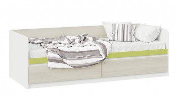 Кровать «Сканди» с 2 ящиками Дуб Гарден/Белый/Зеленый в Довольном - dovolnoe.mebel54.com | фото
