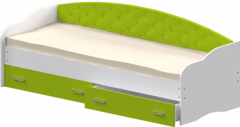 Кровать Софа-8 с мягкой спинкой (900х2000) Белый/Лайм в Довольном - dovolnoe.mebel54.com | фото