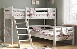 Кровать Соня вариант 8 угловая с наклонной лестницей Белый полупрозрачный в Довольном - dovolnoe.mebel54.com | фото