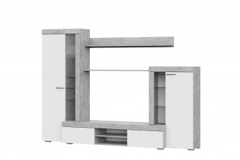 Мебель для гостиной МГС 5 Цемент светлый / Белый в Довольном - dovolnoe.mebel54.com | фото