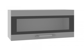 Норд ШВГС 800 Шкаф верхний горизонтальный со стеклом (Софт черный/корпус Белый) в Довольном - dovolnoe.mebel54.com | фото