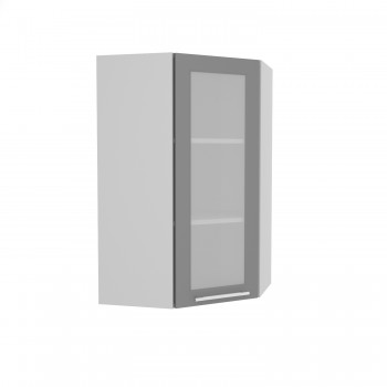 Норд ШВУС 600Н Шкаф верхний угловой (премьер) высокий (Софт черный/корпус Белый) в Довольном - dovolnoe.mebel54.com | фото