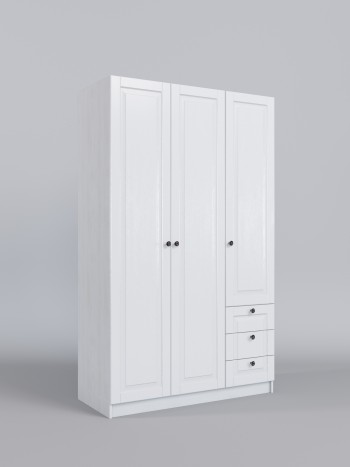 Шкаф 3-х створчатый с ящиками Классика (Белый/корпус Выбеленное дерево) в Довольном - dovolnoe.mebel54.com | фото