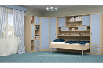 Шкаф-кровать детская в синих тонах в Довольном - dovolnoe.mebel54.com | фото