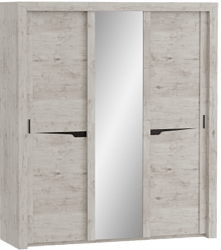 Шкаф трехдверный Соренто с раздвижными дверями Дуб бонифаций/Кофе структурный матовый в Довольном - dovolnoe.mebel54.com | фото
